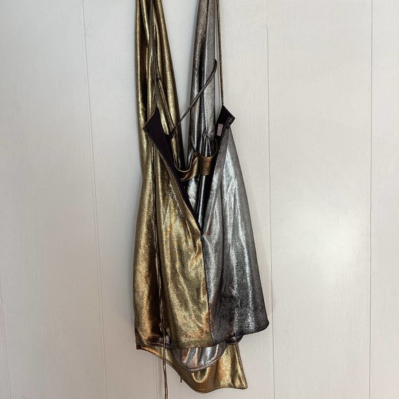 House of CB Davina Silver Gold Drape Halter Mini Dress XS - Picture 7 of 10